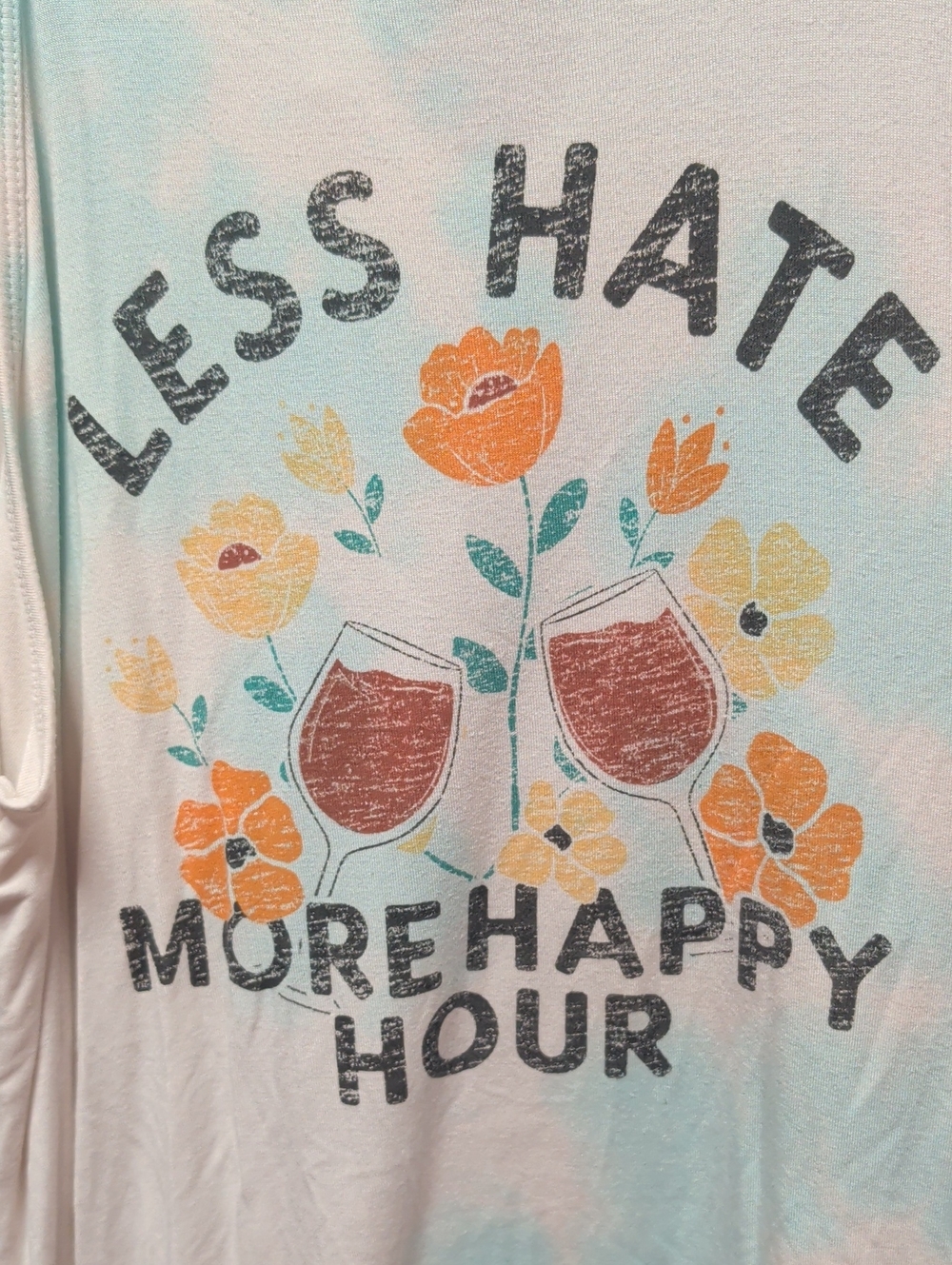 torrid White Tie-Dye Tank with Floral & Wine Graphic